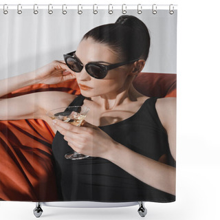 Personality  Woman Drinking Cocktail Shower Curtains