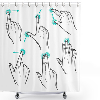 Personality  Touch Interface Gestures Icons Shower Curtains