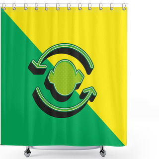 Personality  Arrows Couple Around A Head Silhouette Green And Yellow Modern 3d Vector Icon Logo Shower Curtains