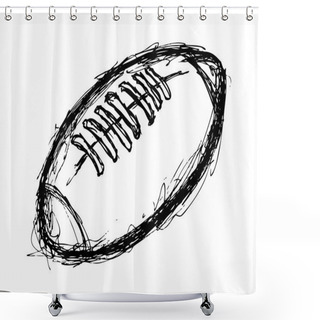 Personality  Rugby Ball In Doodle Style Shower Curtains