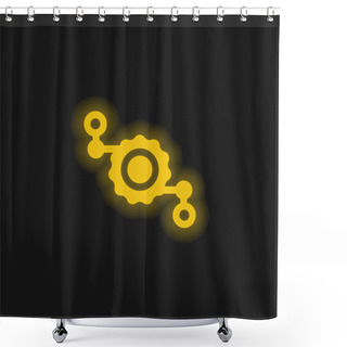 Personality  Assembly Yellow Glowing Neon Icon Shower Curtains