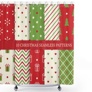 Personality  10 Christmas Different Seamless Patterns. Shower Curtains