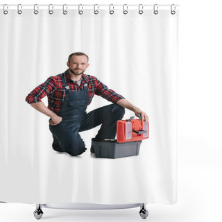 Personality  Construction Worker With Toolbox Shower Curtains