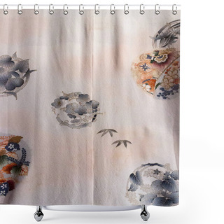 Personality  Vintage Traditional Japanese Silk Kimono Japan Pattern On Decora Shower Curtains