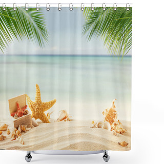 Personality  Summer Beach With Shells Shower Curtains