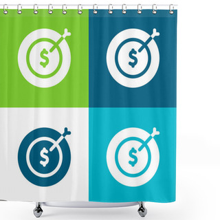Personality  Aim Flat Four Color Minimal Icon Set Shower Curtains