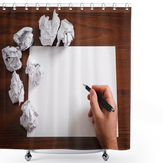 Personality  Blank Paper With Pen Shower Curtains