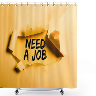 Personality  Tattered Paper With Need A Job Lettering And Rolled Edges On Orange Shower Curtains
