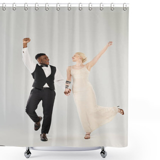Personality  A Man And Woman In Formal Wear Gracefully Dance Together, Showcasing Elegance And Sophistication. Shower Curtains
