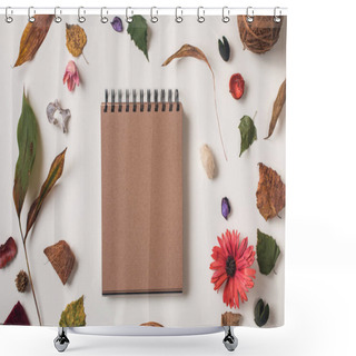 Personality  Autumn Background With Craft Notebook Mock Up Shower Curtains