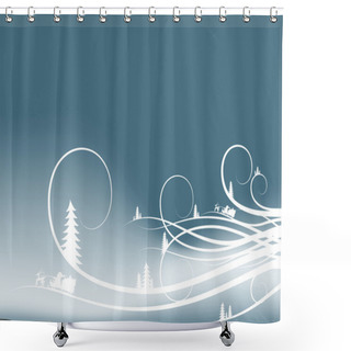 Personality  Abstract Winter Background With Firtree Silhouettes And Santa Cl Shower Curtains