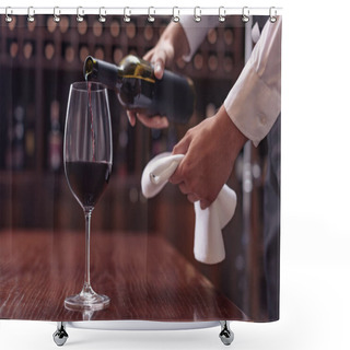 Personality  Sommelier Pouring Red Wine Shower Curtains