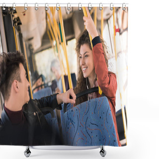 Personality  Smiling Couple In Bus  Shower Curtains