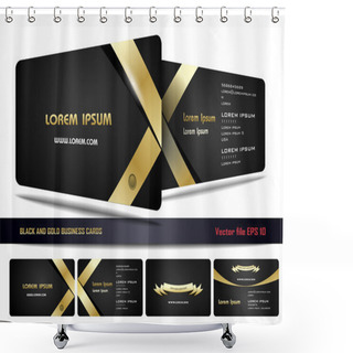 Personality  Black And Gold Business Cards Shower Curtains