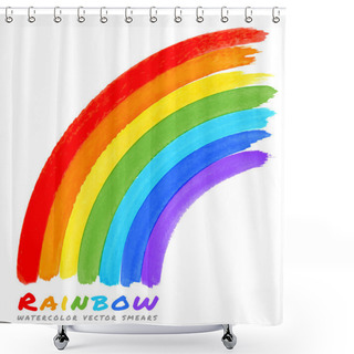 Personality  Rainbow Watercolor Brush Smears Shower Curtains