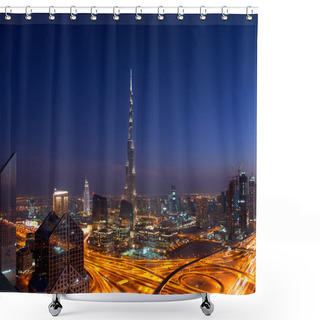 Personality  A Skyline View Of Downtown Dubai Shower Curtains