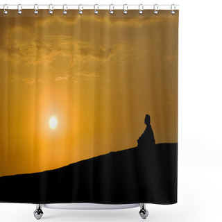 Personality  Meditation Under Sunset Shower Curtains