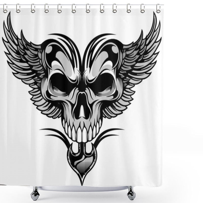 Personality  Skull And Wings Shower Curtains