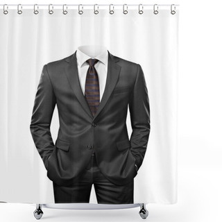 Personality  Man Without Head Isolated On White Shower Curtains