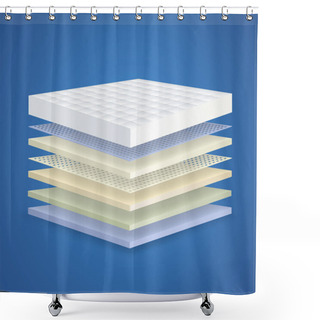 Personality  Layered Orthopedic Mattress With 7 Sections. Concept Of Breathable Layered Material For Bed. Shower Curtains