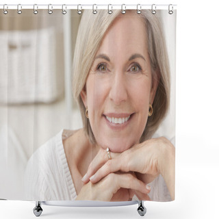 Personality  Portrait Of Attractive Senior Woman Shower Curtains