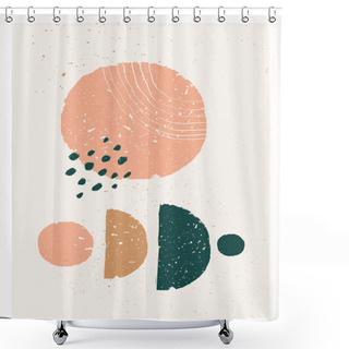 Personality  Abstract Art Minimalist Poster. Scandinavian Abstract Geometric Composition For Wall Decoration In Natural Earthy Colors. Vector Hand-painted Illustration Shower Curtains