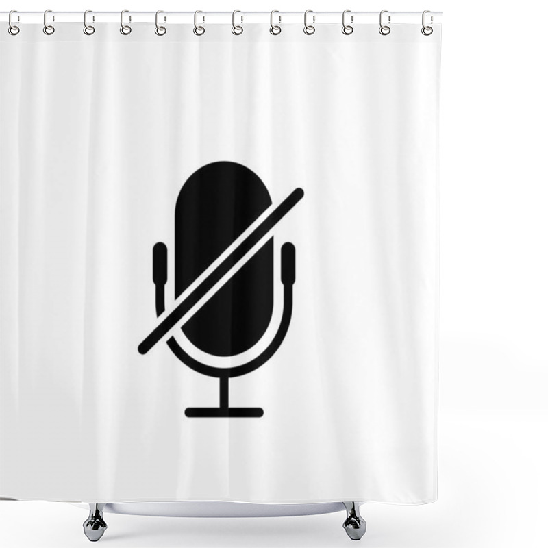 Personality  Microphone Audio Muted Vector Icon On White Shower Curtains