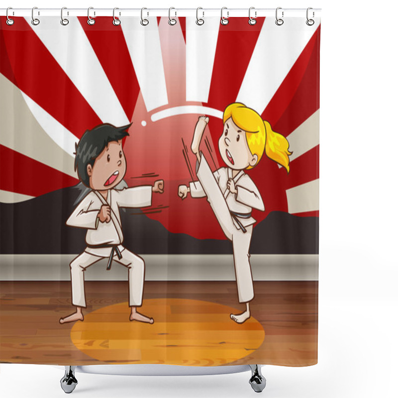 Personality  Children Fighting Martial Arts Shower Curtains