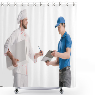 Personality  Asian Courier And Making Delivery For Chef Shower Curtains