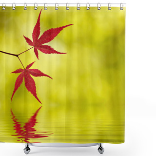 Personality  Red Maple Leaves Over The Water Shower Curtains
