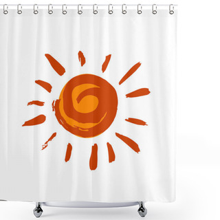 Personality  Sun Icon. Doodle Grunge Style Icon. Hand Drawing Paint, Brush Drawing. Isolated On A White Background. Decorative Element. Outline, Line Icon, Cartoon Illustration Shower Curtains
