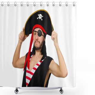 Personality  Man Pirate Isolated On The White Background Shower Curtains