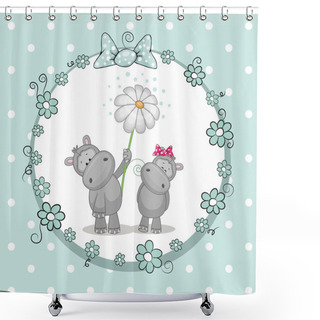 Personality  Two Hippos Shower Curtains