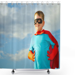 Personality  Child Pretending To Be A Superhero Shower Curtains