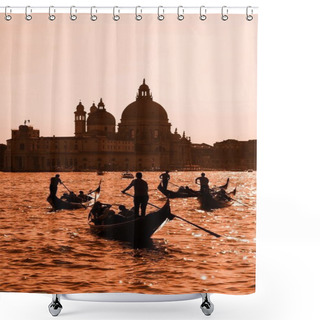 Personality  Gondoliers On The Grand Canal In Venice, Italy Shower Curtains