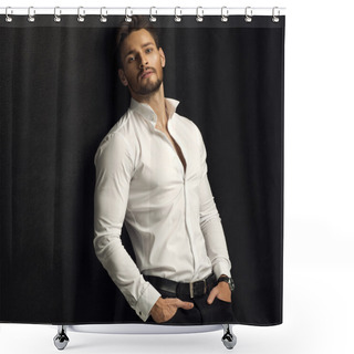 Personality  Handsome Man With Hands In Pockets Shower Curtains