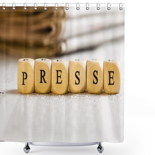Personality  Letter Dices Concept: Presse (German) Shower Curtains