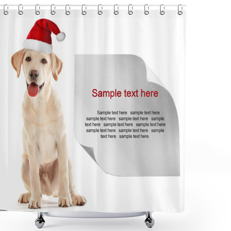 Personality  puppy in Santa hat shower curtains