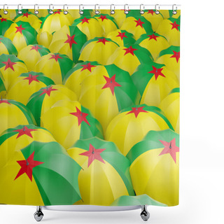 Personality  Umbrellas With Flag Of French Guiana Shower Curtains