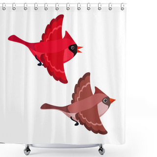 Personality  Flying Cardinals Isolated On White Background Shower Curtains