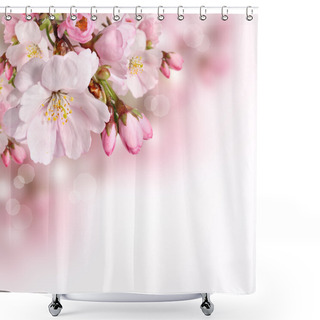 Personality  Pink Spring Blossom Border Background Shower Curtains