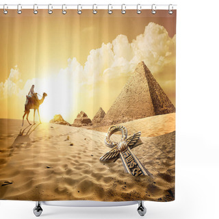 Personality  Camel Near Pyramids Shower Curtains