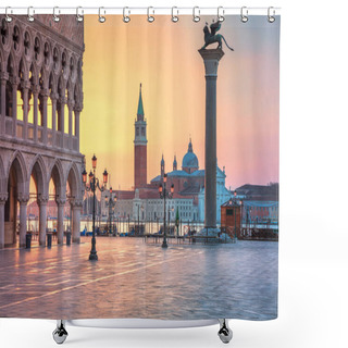Personality  Venice. Cityscape Image Of St. Mark's Square In Venice During Sunrise. Shower Curtains