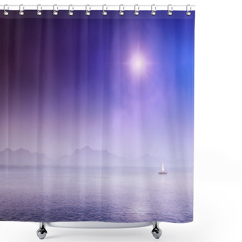 Personality  Sail Boat on misty ocean shower curtains