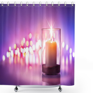 Personality  Romantic Night With Candlelight And Bokeh Background.New Year Or Romantic Valentine Day Shower Curtains