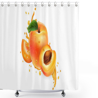 Personality  Whole And Sliced Apricots In Fruit Juice Splashes. Shower Curtains