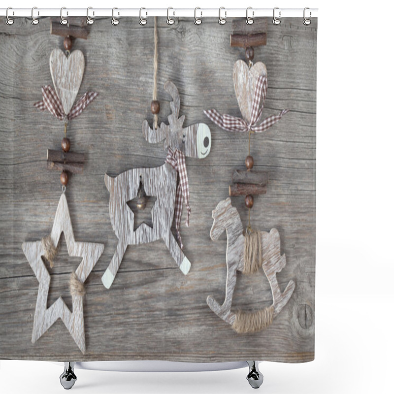 Personality  Wooden Christmas Deco Shower Curtains