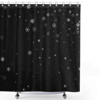 Personality  Sparse Snowfall Random Scatter On Black Background Vector Illustration Shower Curtains