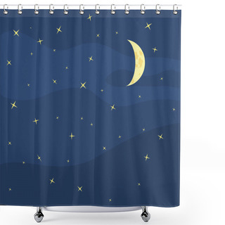 Personality  Vector Night Sky, Moon And Stars Shower Curtains
