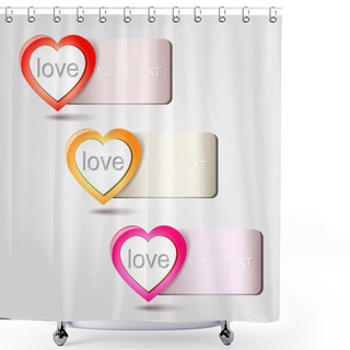 Personality  Heart Banners, Vector Design Shower Curtains